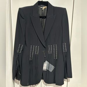 Alexander McQueen Black Blazer with Notched Lapels and Embellishments